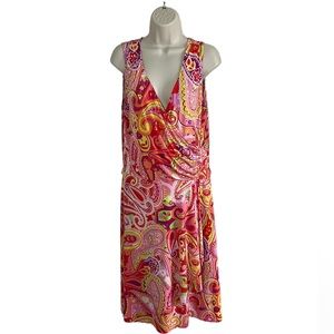 CHAPS Retro Print Faux Wrap Dress